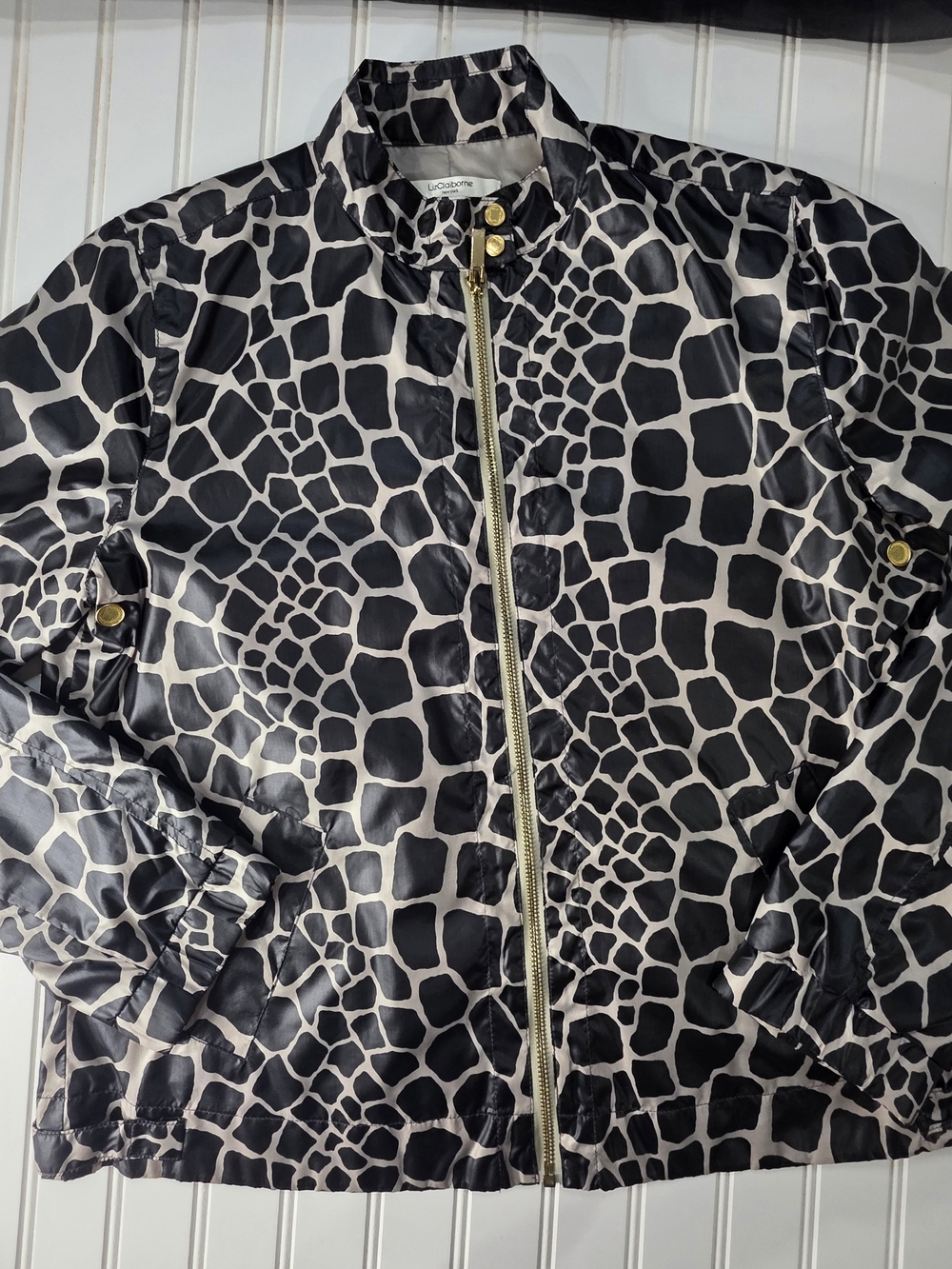 Vintage Liz Claiborne Giraffe Print Lightweight Zip-Up Jacket - Size Small